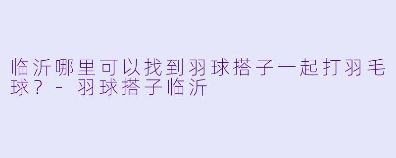 临沂哪里可以找到羽球搭子一起打羽毛球？