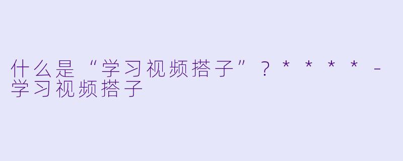 什么是“学习视频搭子”?****