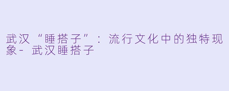 武汉“睡搭子”:流行文化中的独特现象