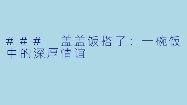 ### 盖盖饭搭子：一碗饭中的深厚情谊