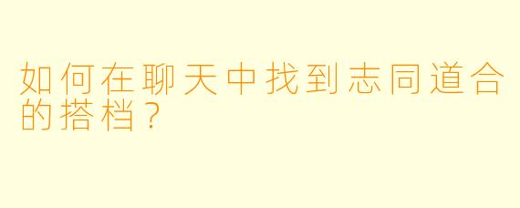 如何在聊天中找到志同道合的搭档?