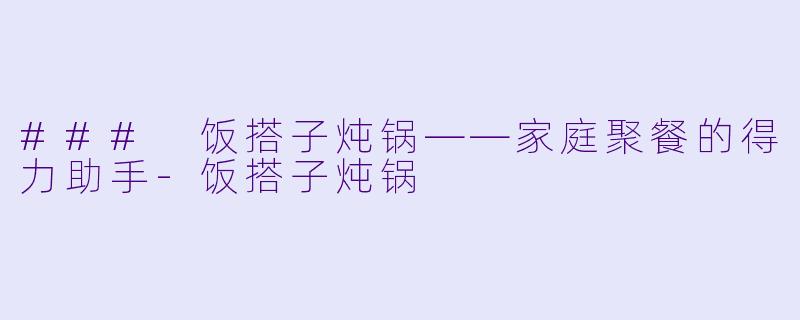 ### 饭搭子炖锅——家庭聚餐的得力助手-饭搭子炖锅