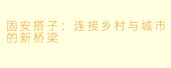 固安搭子：连接乡村与城市的新桥梁
