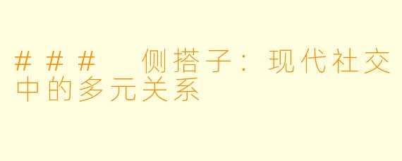 ### 侧搭子：现代社交中的多元关系