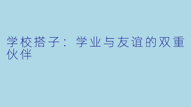 学校搭子：学业与友谊的双重伙伴