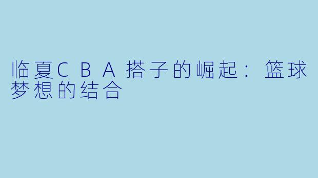 临夏CBA搭子的崛起:篮球梦想的结合
