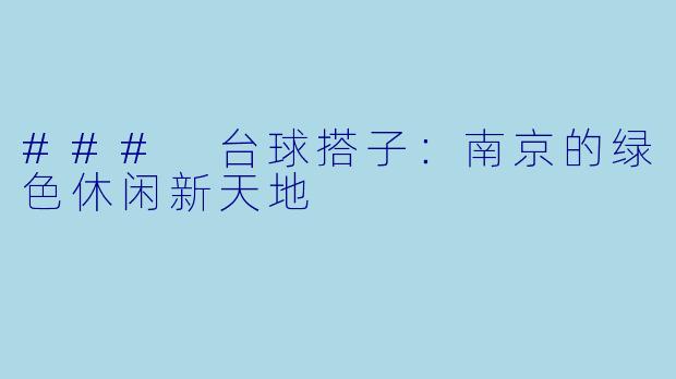 ### 台球搭子：南京的绿色休闲新天地