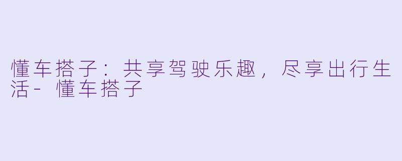 懂车搭子：共享驾驶乐趣，尽享出行生活-懂车搭子