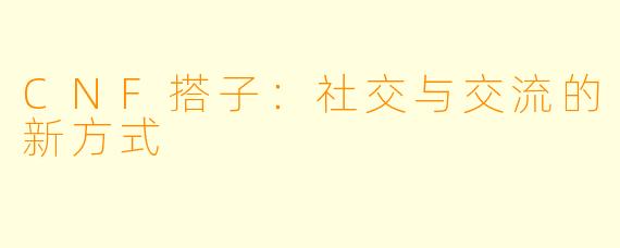 CNF搭子：社交与交流的新方式
