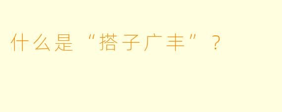 什么是“搭子广丰”？  