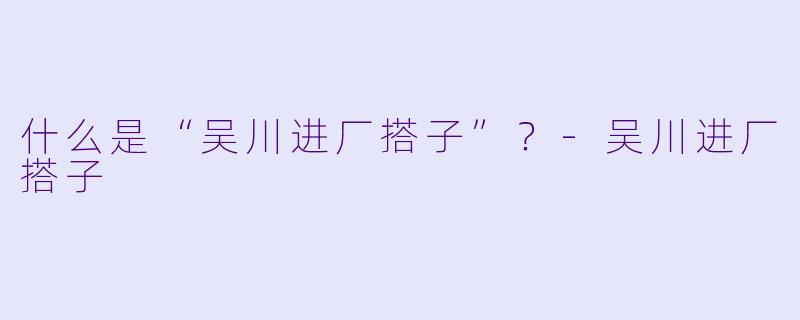 什么是“吴川进厂搭子”？-吴川进厂搭子