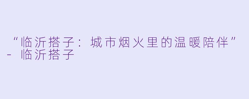 “临沂搭子：城市烟火里的温暖陪伴”-临沂搭子