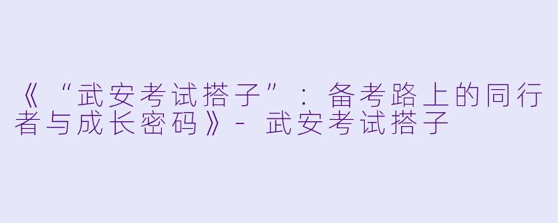 《“武安考试搭子”：备考路上的同行者与成长密码》-武安考试搭子