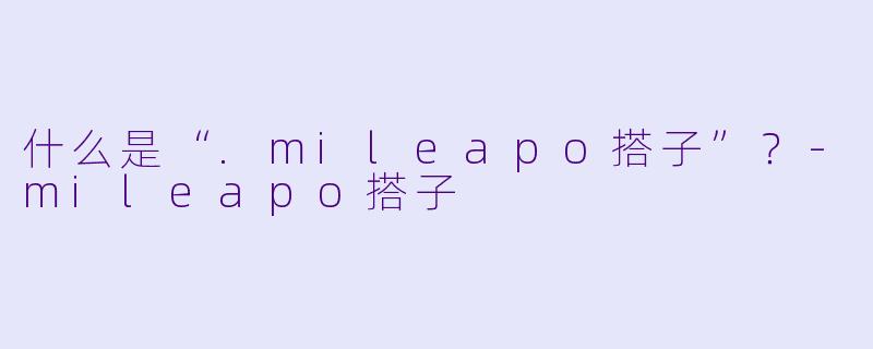 什么是“.mileapo搭子”?