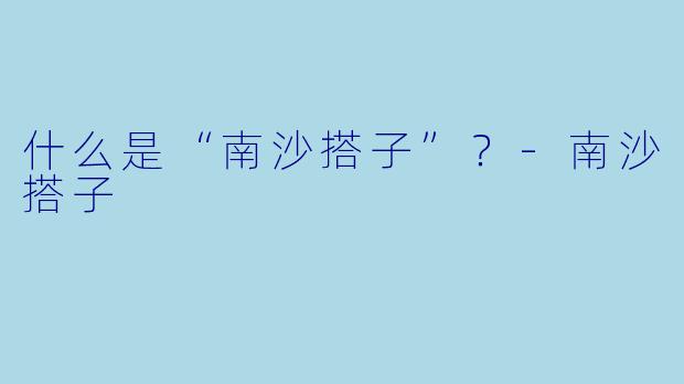什么是“南沙搭子”?