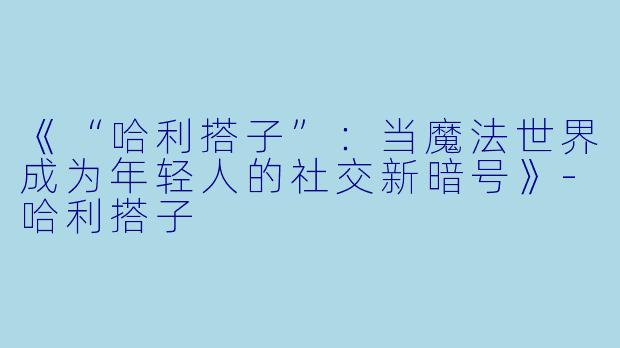 《“哈利搭子”：当魔法世界成为年轻人的社交新暗号》-哈利搭子