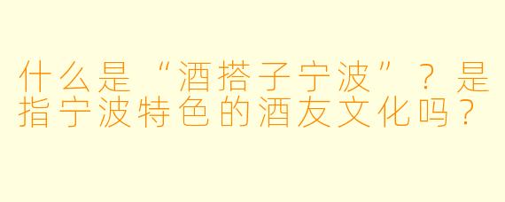 什么是“酒搭子宁波”？是指宁波特色的酒友文化吗？