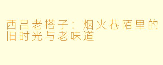 西昌老搭子：烟火巷陌里的旧时光与老味道