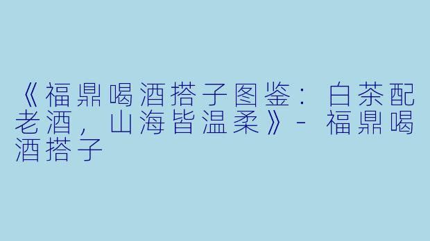 《福鼎喝酒搭子图鉴：白茶配老酒，山海皆温柔》-福鼎喝酒搭子