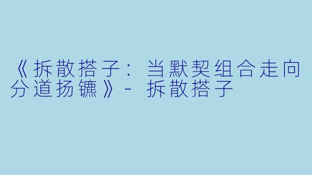 《拆散搭子：当默契组合走向分道扬镳》-拆散搭子