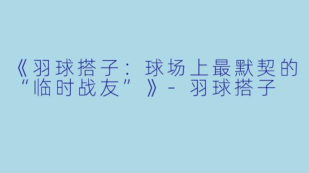 《羽球搭子：球场上最默契的“临时战友”》-羽球搭子