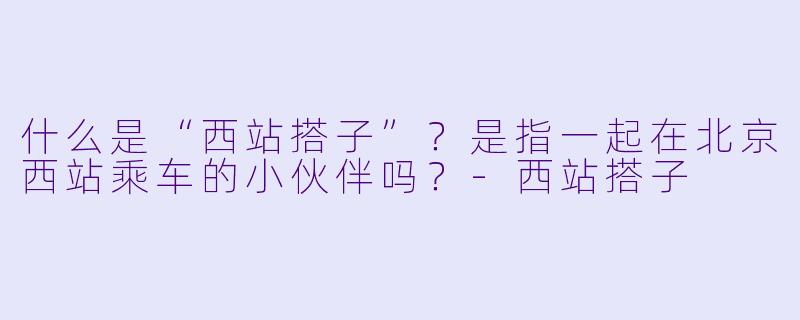 什么是“西站搭子”?是指一起在北京西站乘车的小伙伴吗?