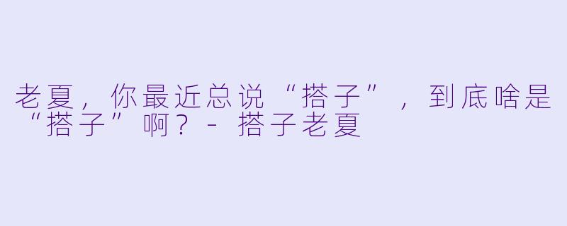 老夏,你最近总说“搭子”,到底啥是“搭子”啊?