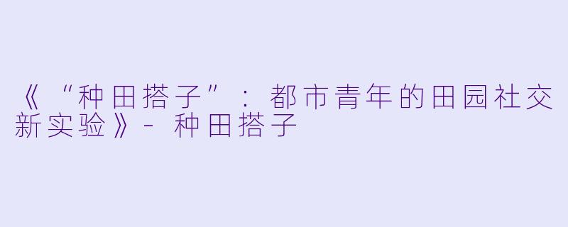 《“种田搭子”：都市青年的田园社交新实验》-种田搭子