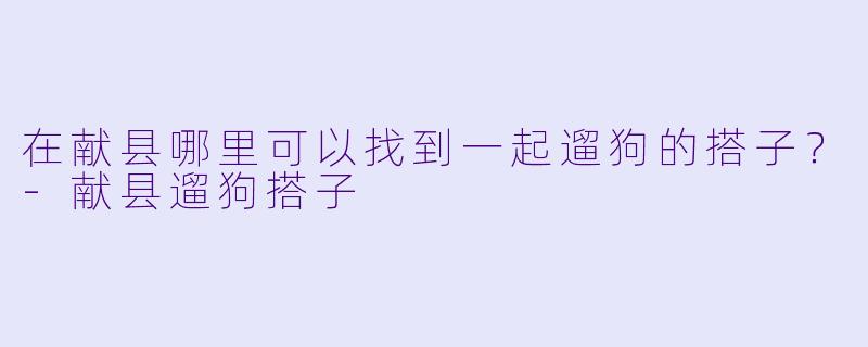 在献县哪里可以找到一起遛狗的搭子？-献县遛狗搭子