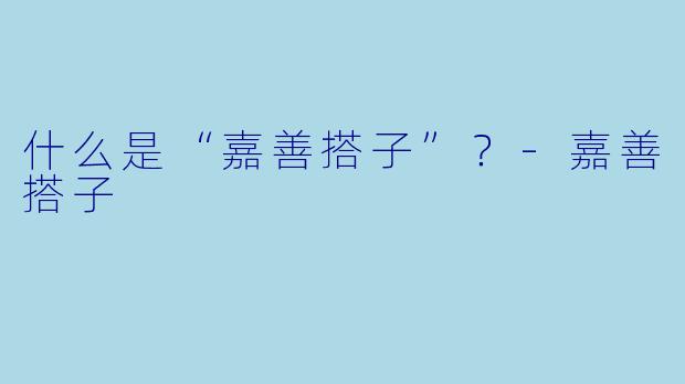 什么是“嘉善搭子”?