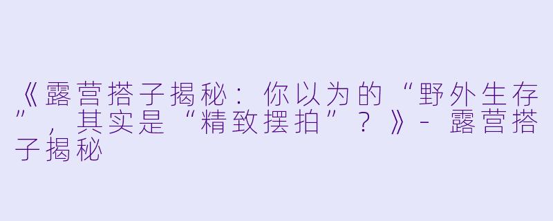 《露营搭子揭秘：你以为的“野外生存”，其实是“精致摆拍”？》-露营搭子揭秘