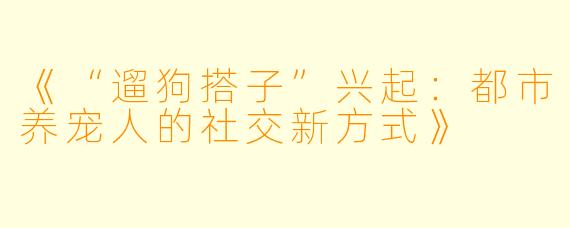 《“遛狗搭子”兴起:都市养宠人的社交新方式》