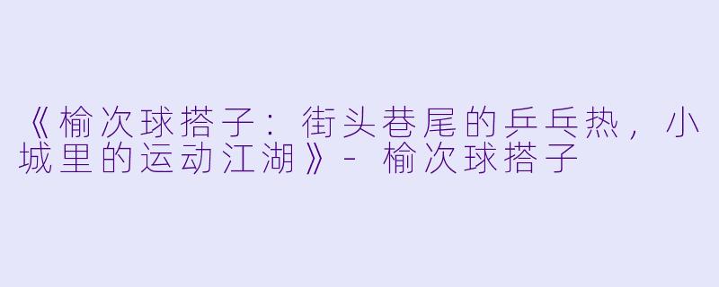 《榆次球搭子：街头巷尾的乒乓热，小城里的运动江湖》-榆次球搭子