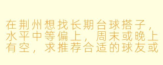 在荆州想找长期台球搭子,水平中等偏上,周末或晚上有空,求推荐合适的球友或球房!