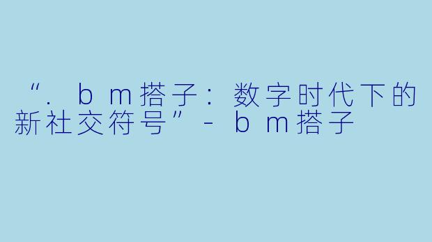 “.bm搭子：数字时代下的新社交符号”-bm搭子