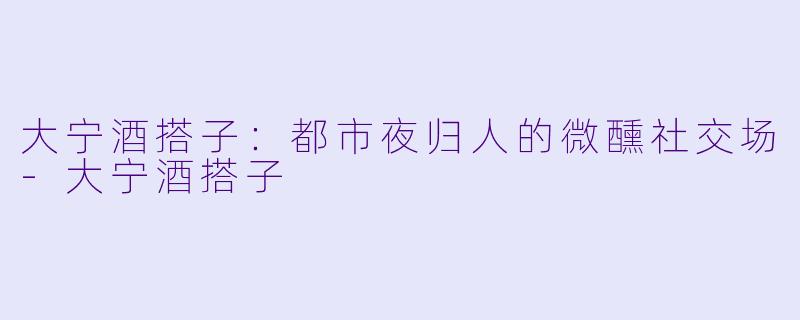 大宁酒搭子:都市夜归人的微醺社交场