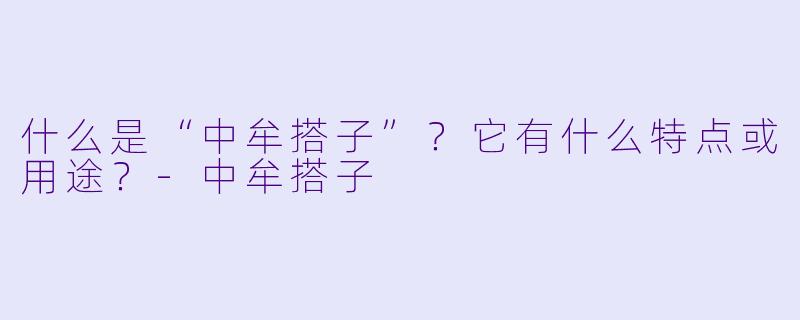 什么是“中牟搭子”?它有什么特点或用途?