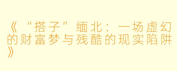 《“搭子”缅北：一场虚幻的财富梦与残酷的现实陷阱》