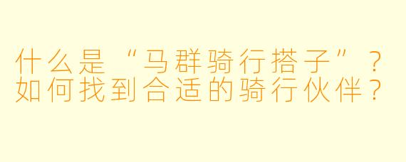 什么是“马群骑行搭子”?如何找到合适的骑行伙伴?
