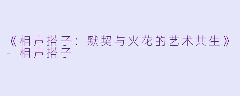 《相声搭子：默契与火花的艺术共生》-相声搭子
