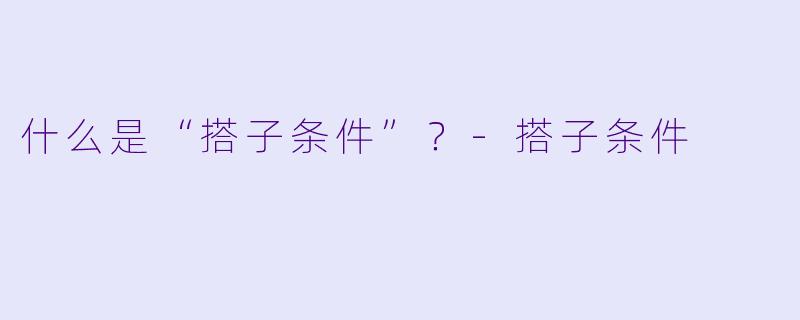 什么是“搭子条件”?