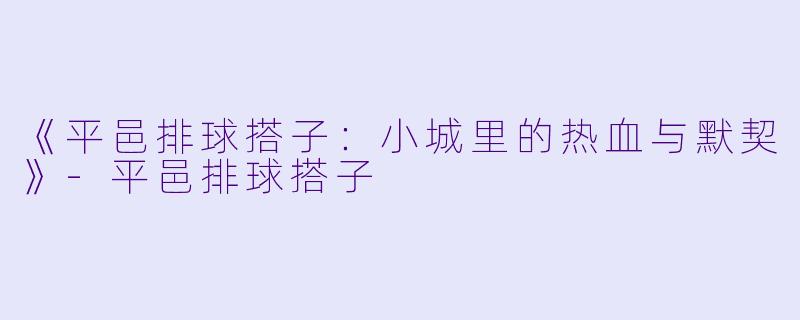 《平邑排球搭子：小城里的热血与默契》-平邑排球搭子