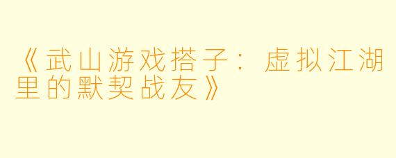 《武山游戏搭子:虚拟江湖里的默契战友》