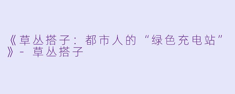 《草丛搭子:都市人的“绿色充电站”》