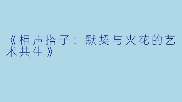 《相声搭子:默契与火花的艺术共生》