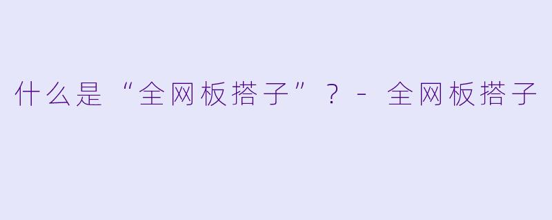什么是“全网板搭子”？