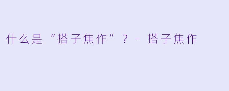 什么是“搭子焦作”?