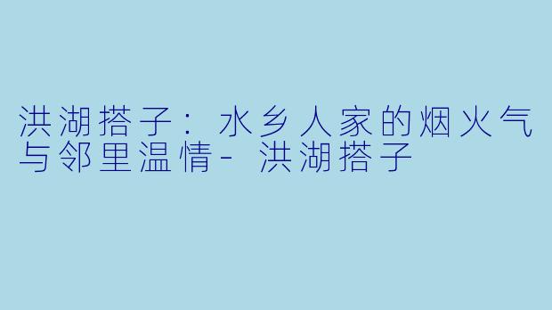 洪湖搭子：水乡人家的烟火气与邻里温情-洪湖搭子