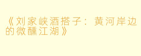 《刘家峡酒搭子：黄河岸边的微醺江湖》