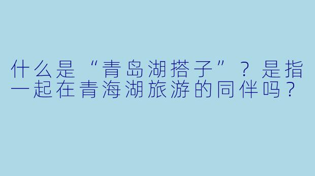 什么是“青岛湖搭子”？是指一起在青海湖旅游的同伴吗？